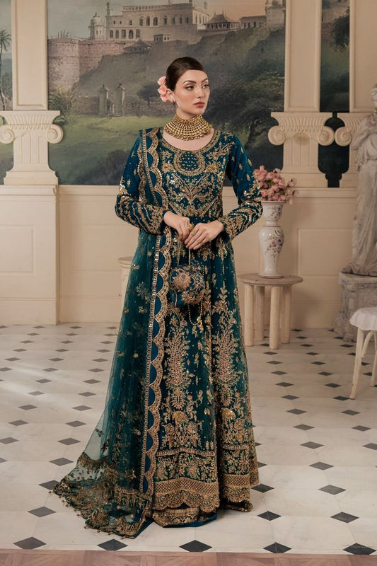 Cobalt Blue Embroidered Net Anarkali Maxi Online in Dubai UAE Abudhabi Ajman Sharjah