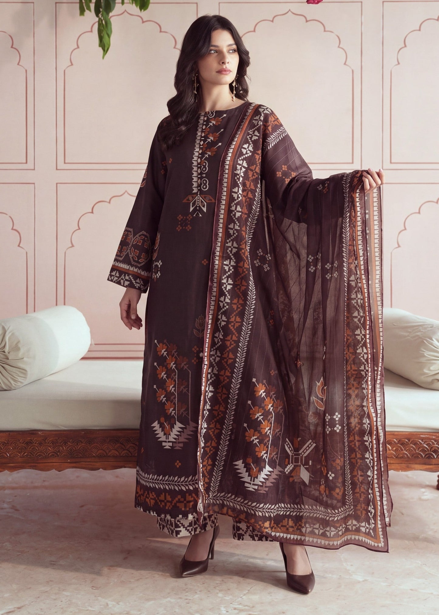 Coffee Brown Daily Wear Salwar Suit Online in Dubai DXB UAE Abudhabi Meena Bazaar