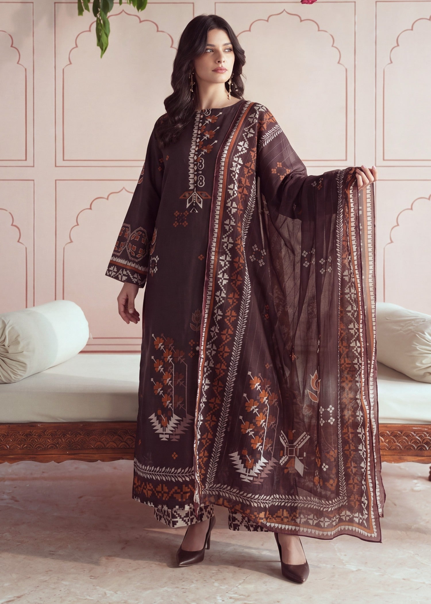 Coffee Brown Daily Wear Salwar Suit Online in Dubai DXB UAE Abudhabi Meena Bazaar