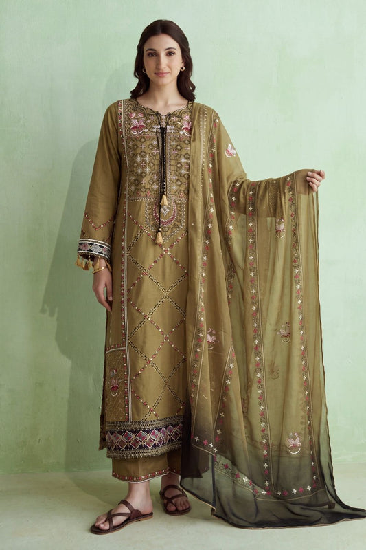 Coffee Brown Embroidered Cotton Salwar Suit Online in Dubai UAE Abudhabi Ajman Sharjah