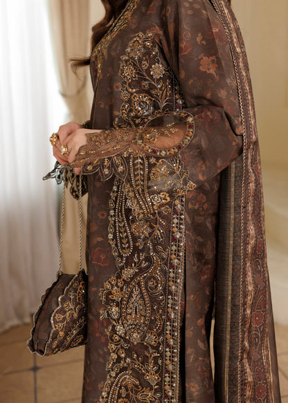 Coffee Brown Long Shirt Embroidered Shalwar Kameez Winter Wear Online in UK USA Canada