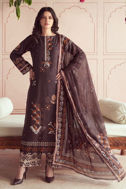 Coffee Brown Mirror Work Lawn Suit Online in Dubai UAE Abudhabi Ajman Sharjah