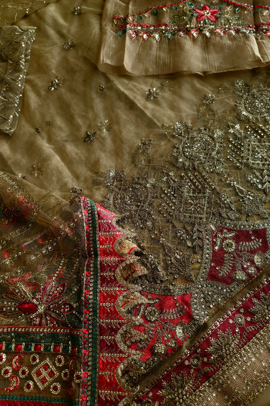 Dusty Brown Embroidered Saree / Anarkali
