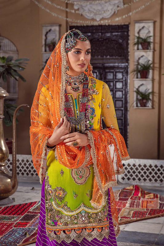 Yellow Green Readymade Pure Chiffon Suit