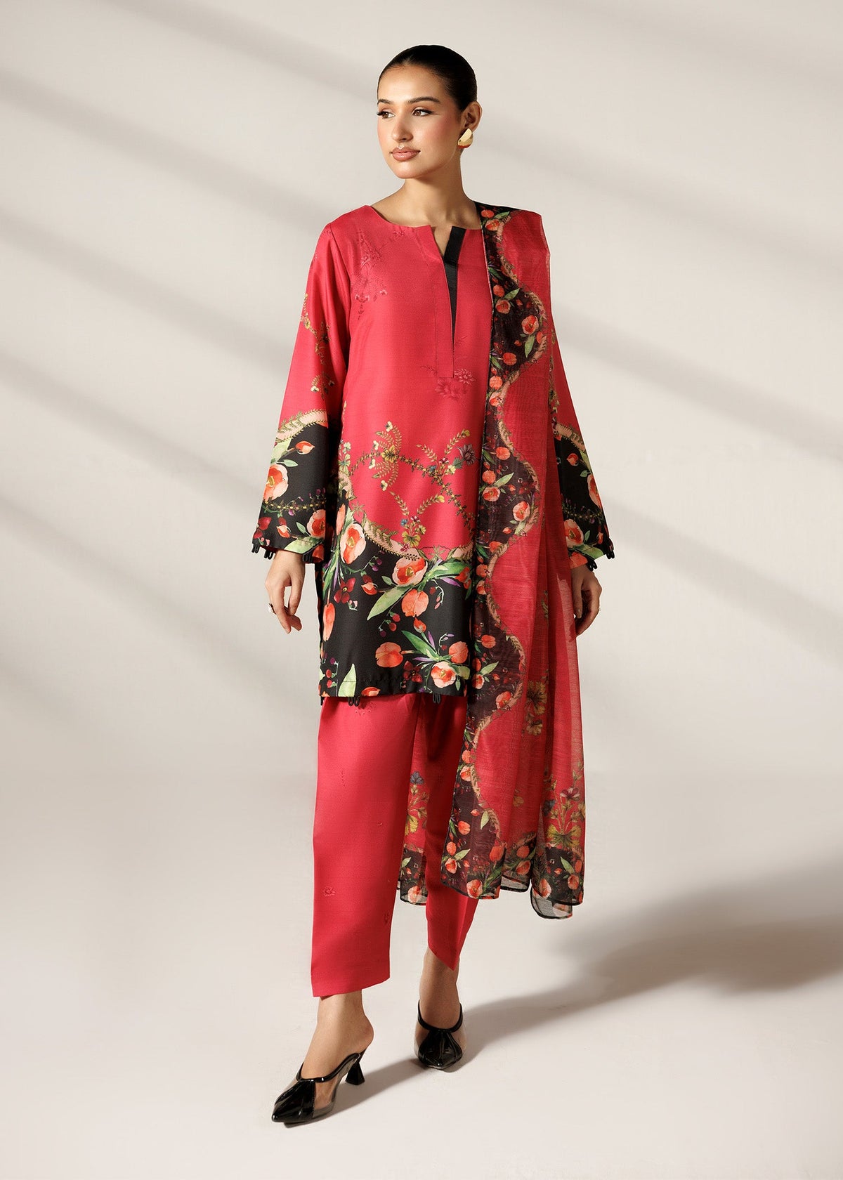 Comfortable Printed Silk Lawn Kurta with Shalwar Online in UK USA Canada
