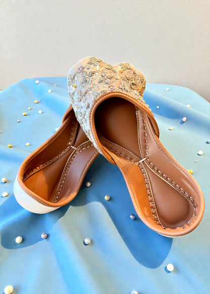 Comfortable Sky Blue Khussa Shoes with Leather Sole Online in Dubai UAE Abudhabi Ajman Sharjah