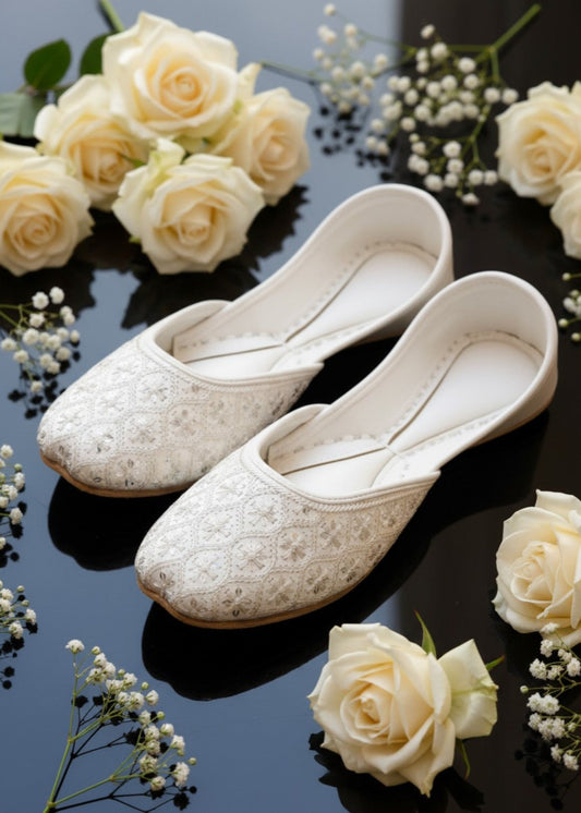 Comfortable White Rexine Khussa Sandals for Everyday Wear Online in Sri Lanka India Australia
