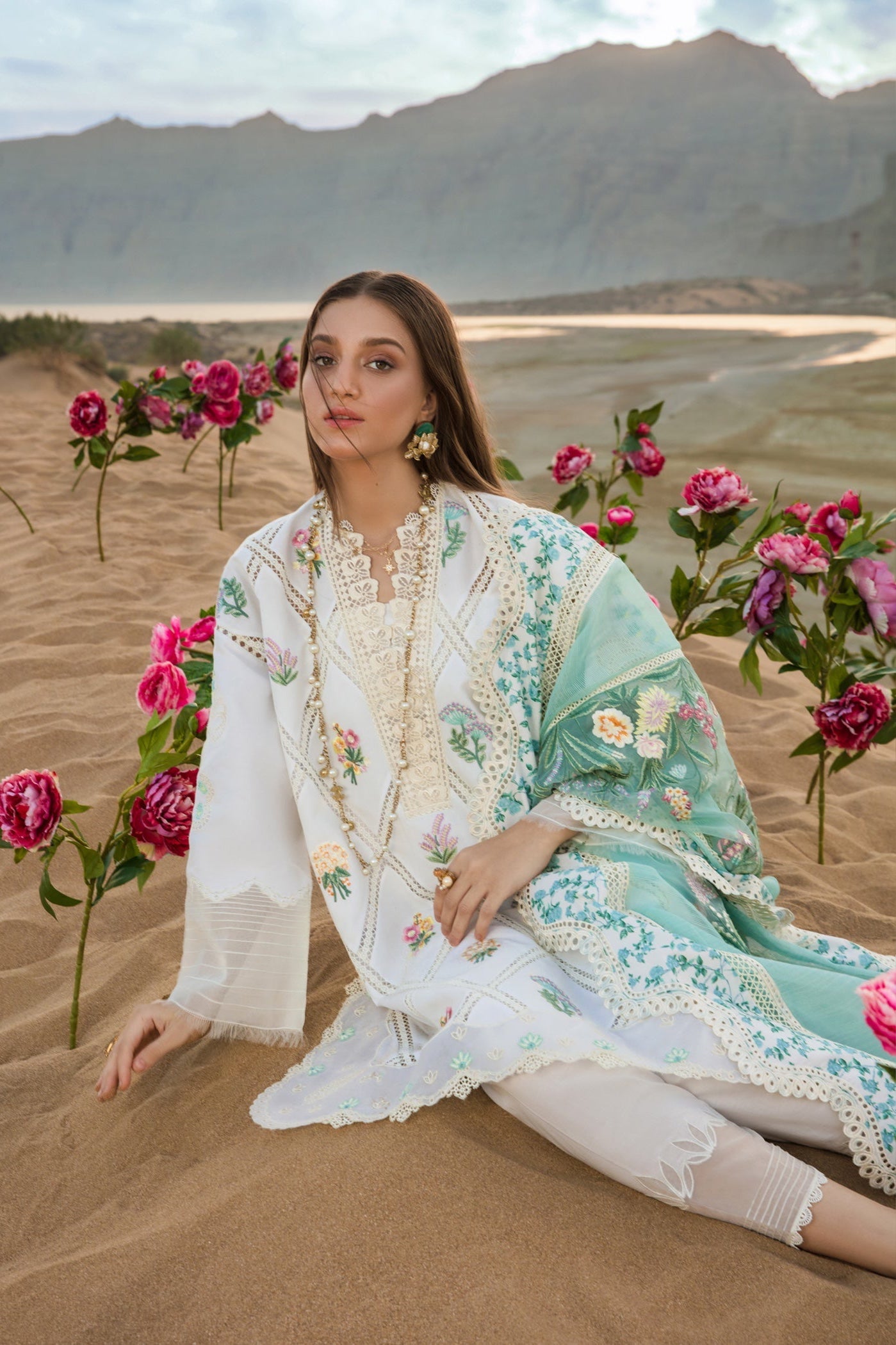Ivory Embroidered Lawn Suit