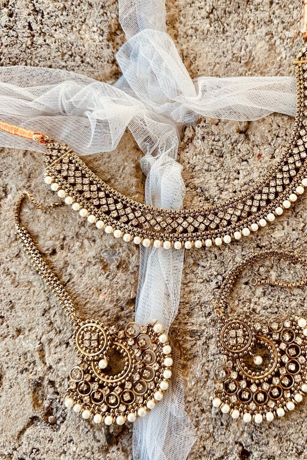 Copper Antique Necklace Earrings Tikka Set Online in Dubai UAE Abudhabi Ajman Sharjah