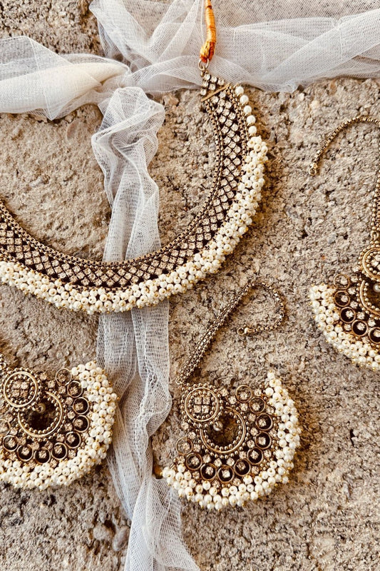 Copper Beaded Gajra Necklace Set Online in Dubai UAE Abudhabi Ajman Sharjah