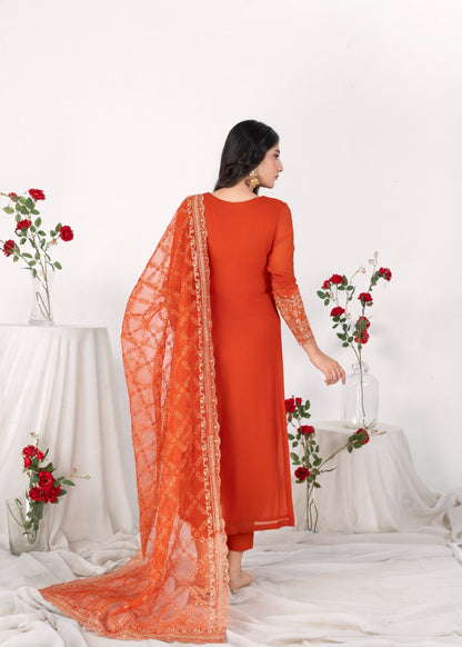 Copper Orange Long Kurta with Straight Trouser Online in Sri Lanka India Australia
