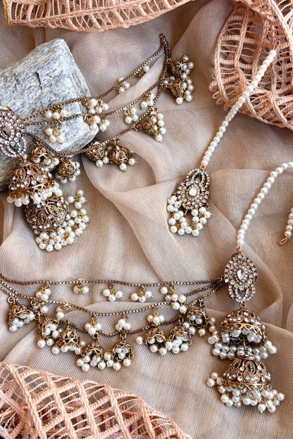 Copper Stone Work Jhumki Tikka Set Online in Dubai UAE Abudhabi Ajman Sharjah