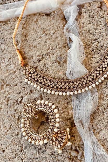 Copper Stone Work Necklace and Earrings Set Online in Dubai UAE Abudhabi Ajman Sharjah