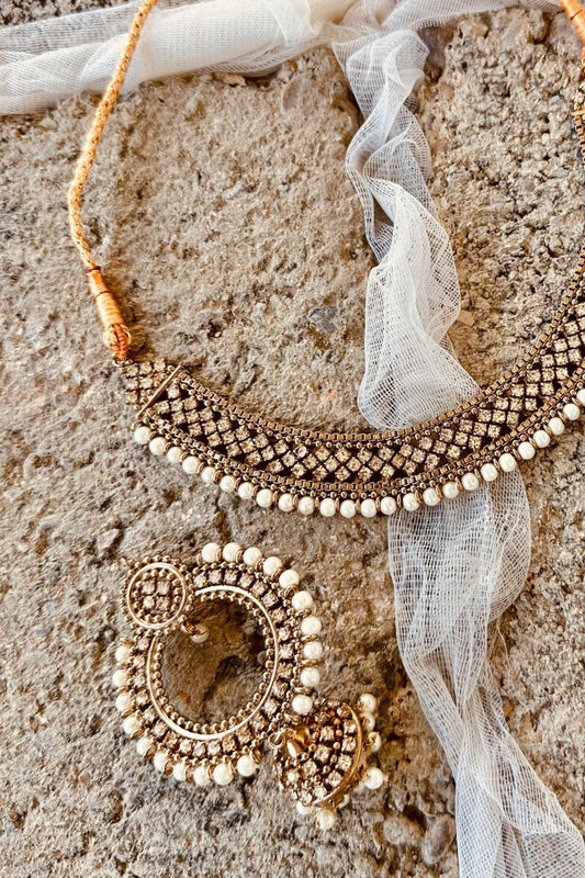 Copper Stone Work Necklace and Earrings Set Online in Dubai UAE Abudhabi Ajman Sharjah