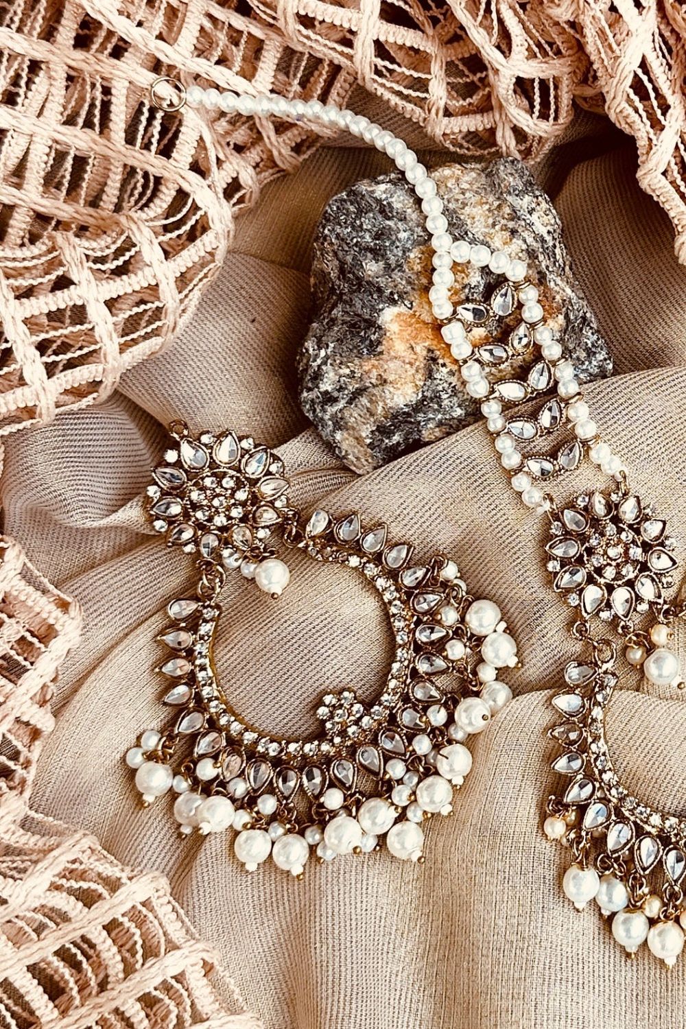 Copper Stone Work Tikka Earrings Set Online in Dubai UAE Abudhabi Ajman Sharjah