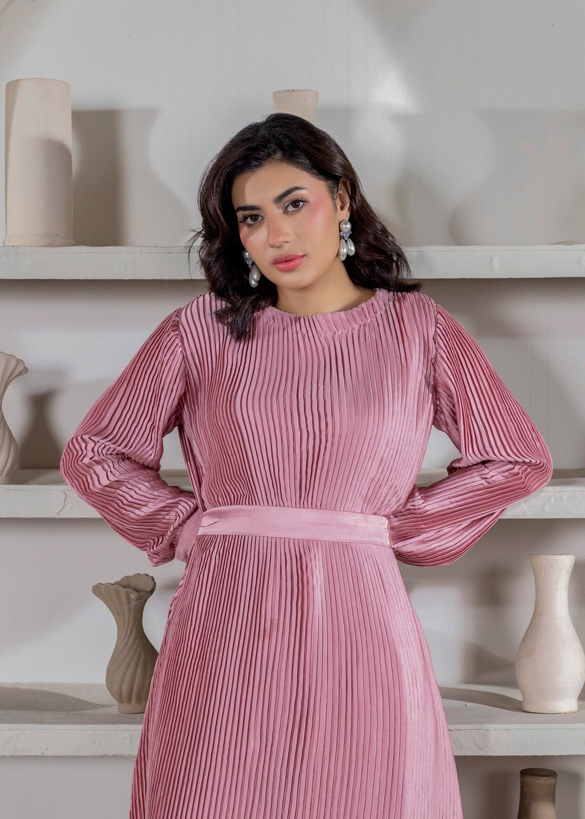 Coral Pink Shamooz Silk Co-ord Set Online in Dubai DXB UAE Abudhabi Meena Bazaar