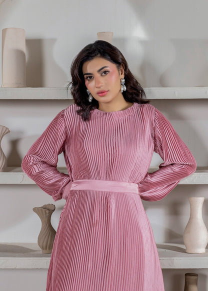 Coral Pink Shamooz Silk Co-ord Set Online in Dubai DXB UAE Abudhabi Meena Bazaar