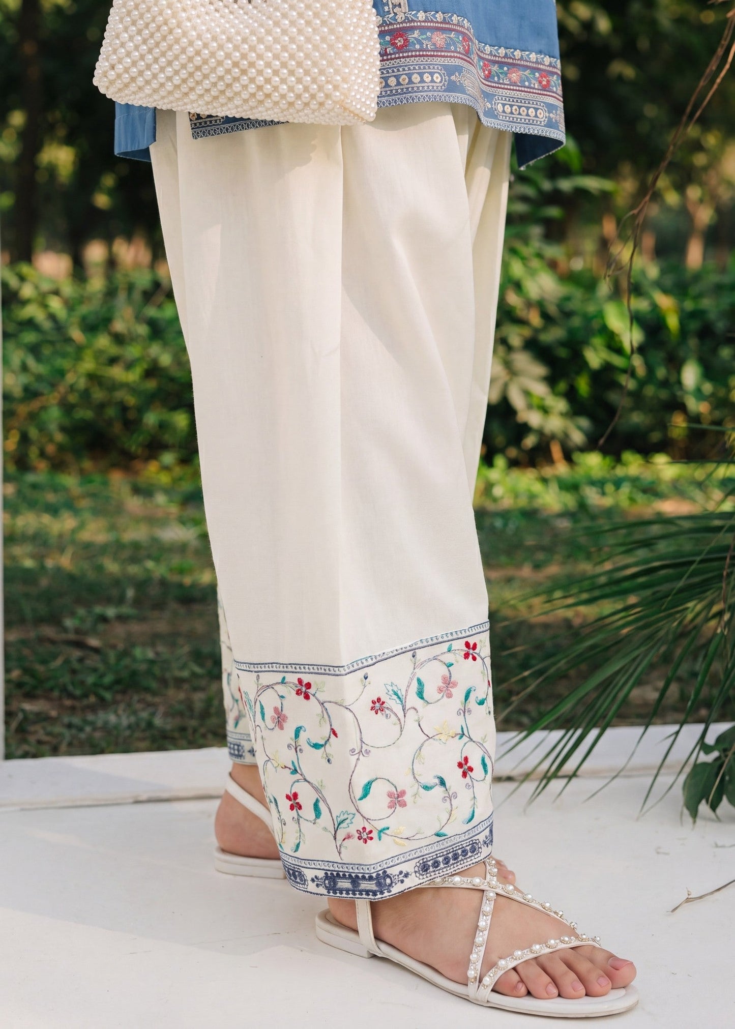 Cornflower Blue Embroidered Lawn Salwar Suit Online in Dubai DXB UAE Abudhabi Meena Bazaar