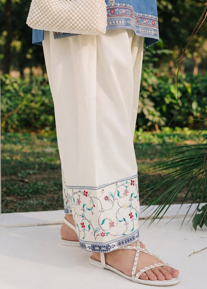 Cornflower Blue Embroidered Lawn Salwar Suit Online in Dubai DXB UAE Abudhabi Meena Bazaar