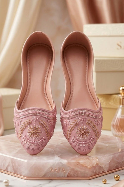 Cotton Candy Pink Synthetic Khussa Online in Dubai UAE Abudhabi Ajman Sharjah