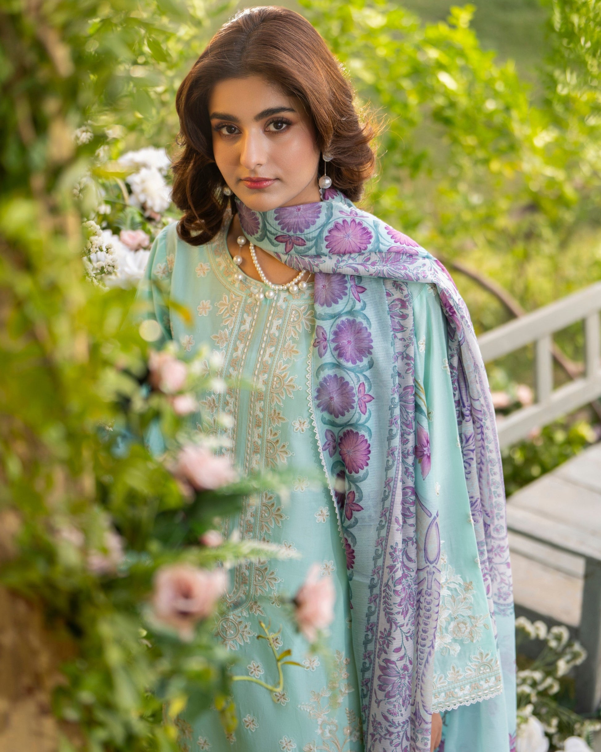 Cotton Embroidered Blue Pakistani Dress Online in Sri Lanka India Australia