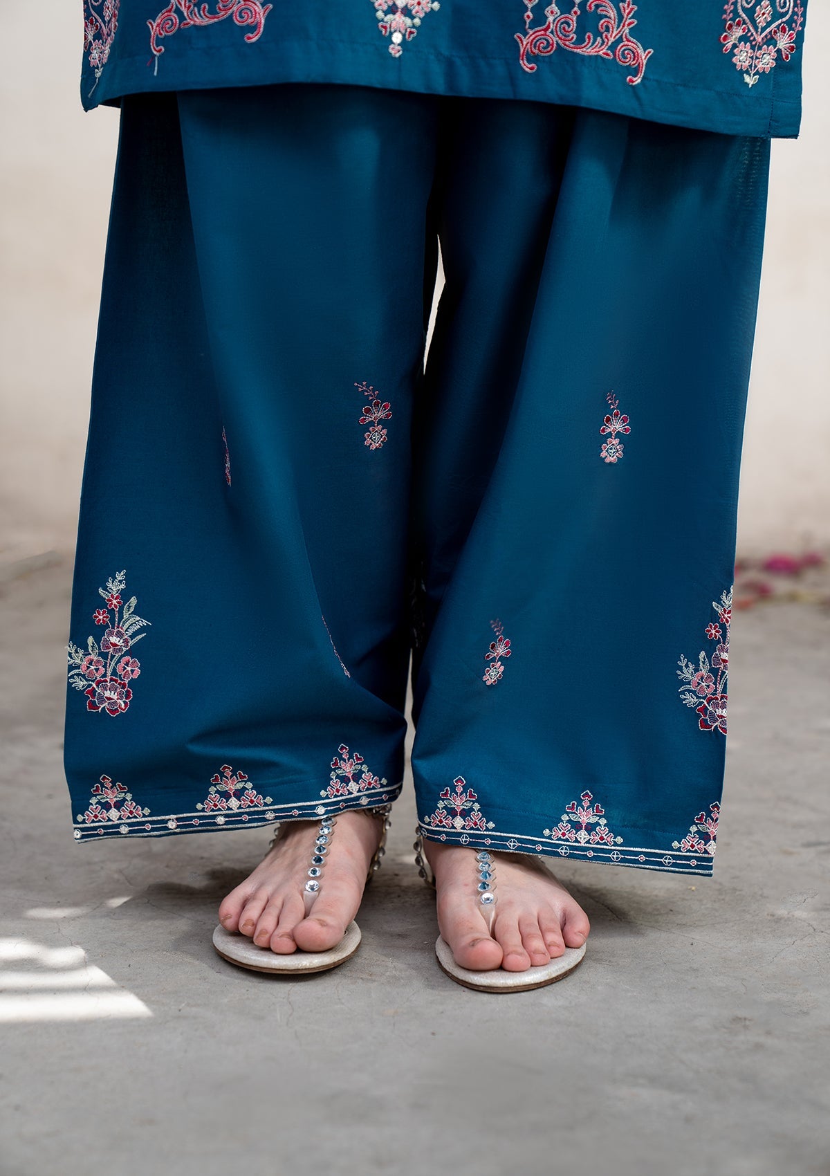 Cotton Embroidered Kurta with Palazzo Online in Dubai DXB UAE Abudhabi Meena Bazaar