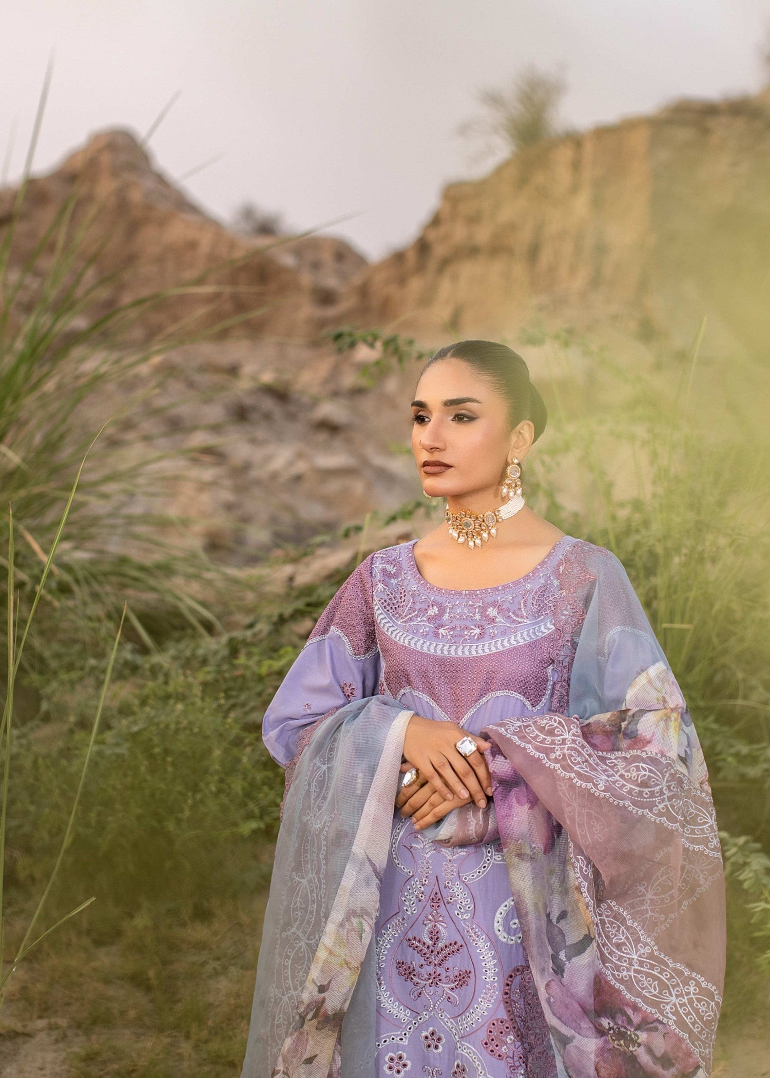 Cotton Embroidered Lupine Party Wear Suit Online in Sri Lanka India Australia