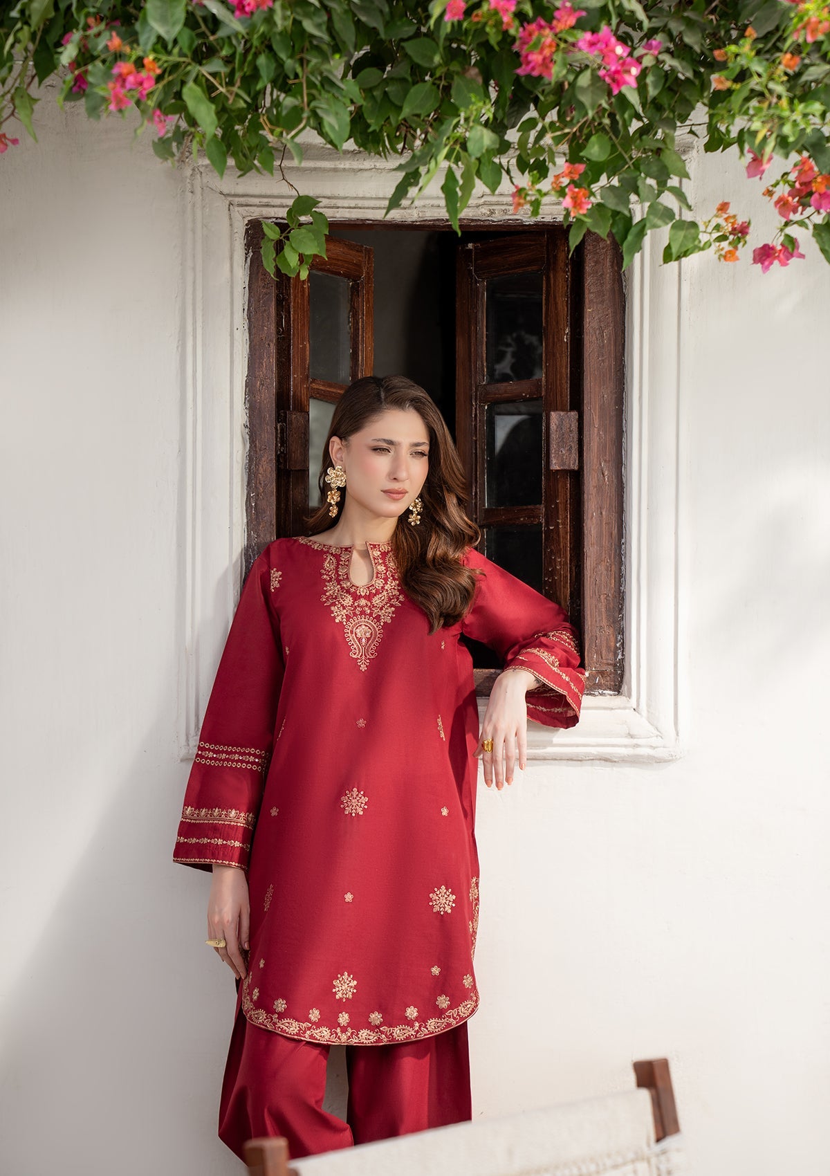 Cotton Embroidered Maroon Kurta Pajama Online in Sri Lanka India Australia