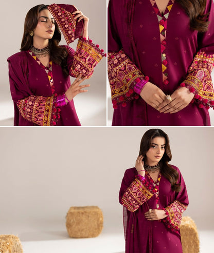 Cotton Embroidered Maroon Pakistani Suit Online in Dubai DXB UAE Abudhabi Meena Bazaar