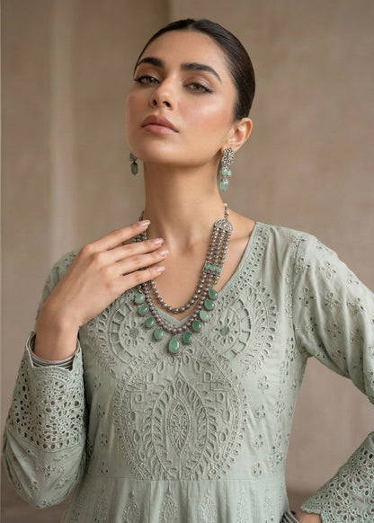 Cotton Embroidered Pastel Green 3 Piece Suit Online in Sri Lanka India Australia