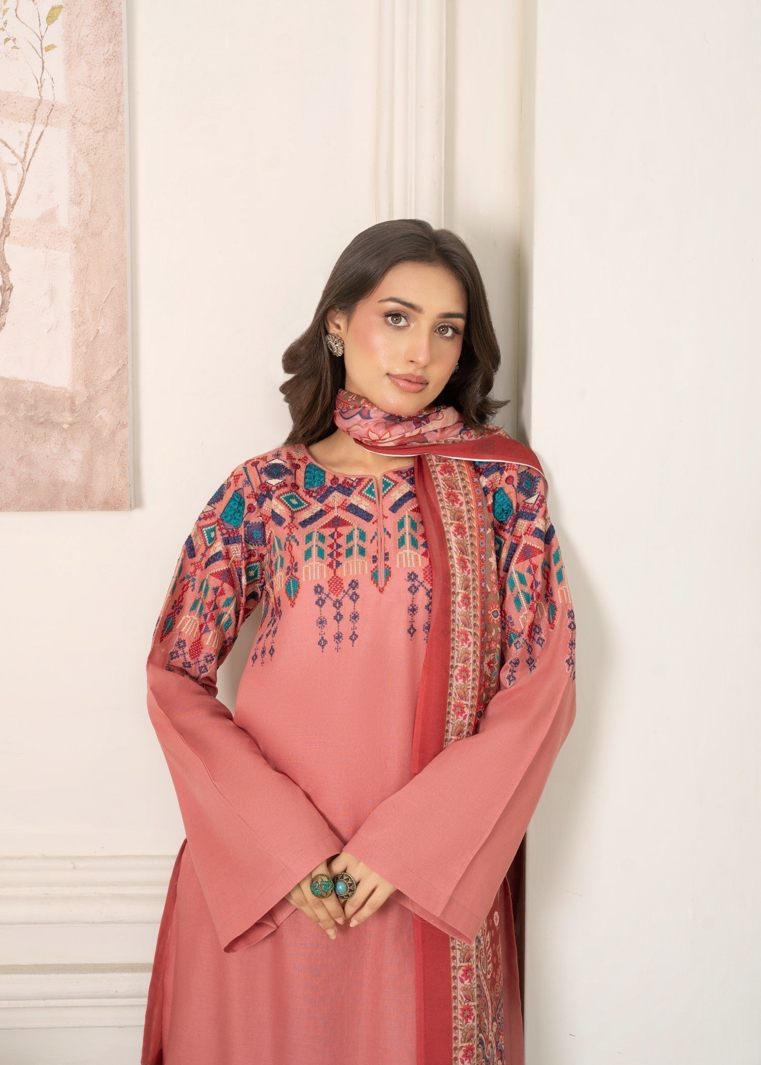 Cotton Embroidered Pink Suit for Women Online in Sri Lanka India Australia