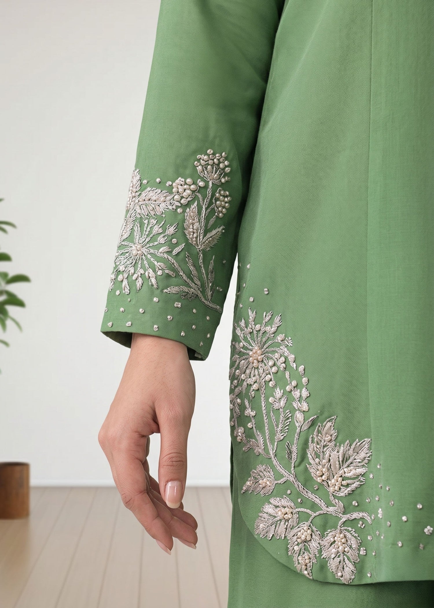 Cotton Embroidered Suit Jade Green Online in Sri Lanka India Australia