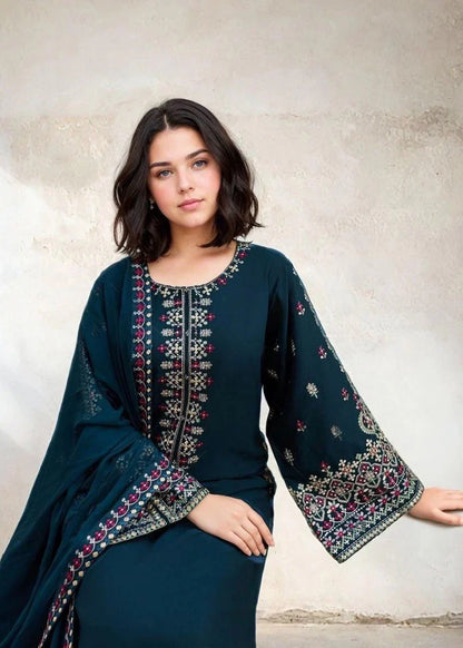 Cotton Embroidered Teal Salwar Kameez Online in Sri Lanka India Australia
