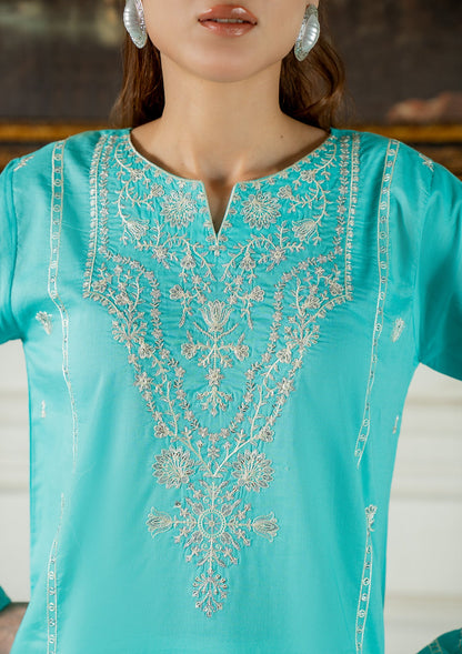 Cotton Embroidered Turquoise Kurta Pajama Online in Sri Lanka India Australia