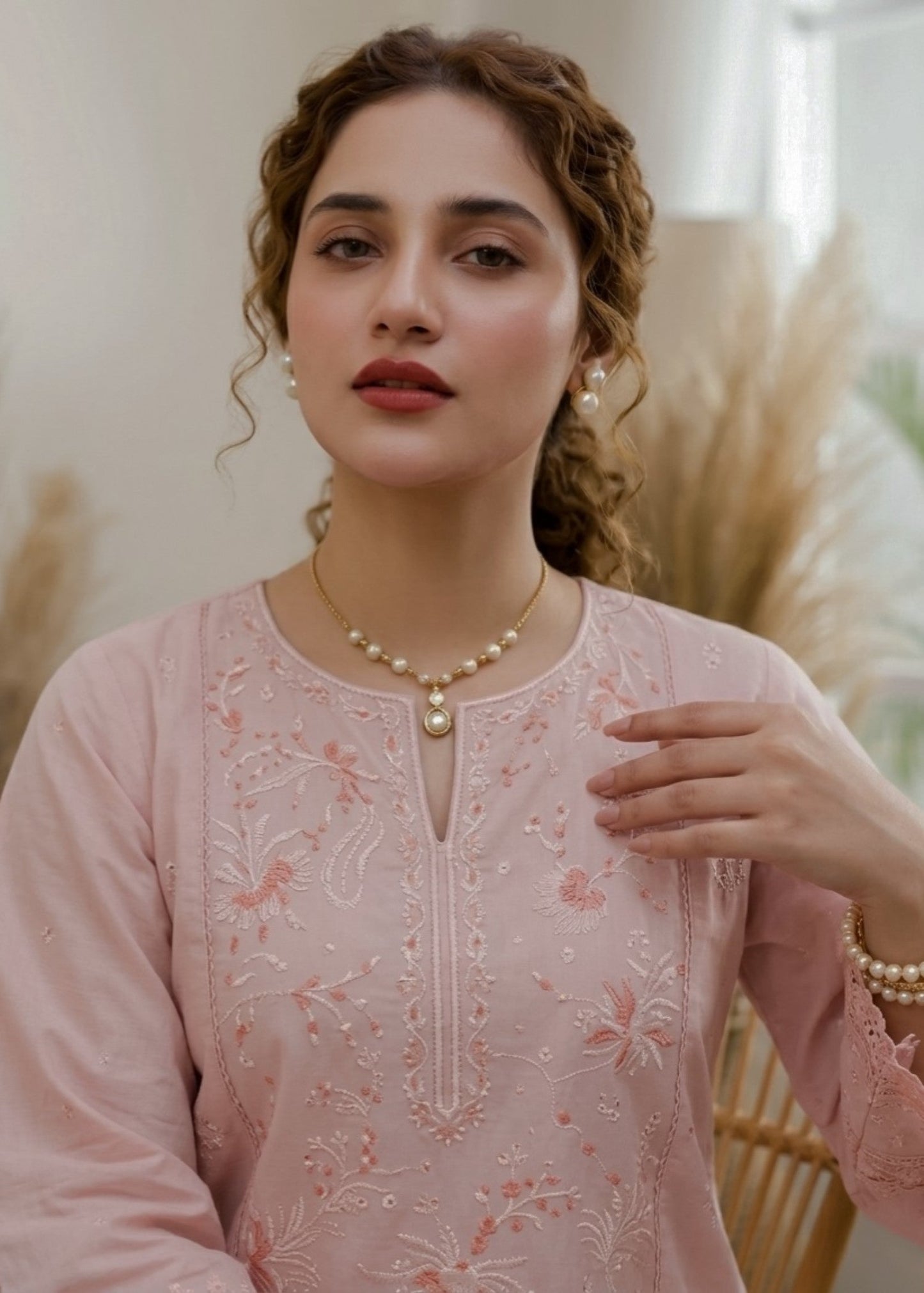 Cotton Farshi Shalwar Pink Embroidered Online in Dubai UAE Abudhabi Ajman Sharjah