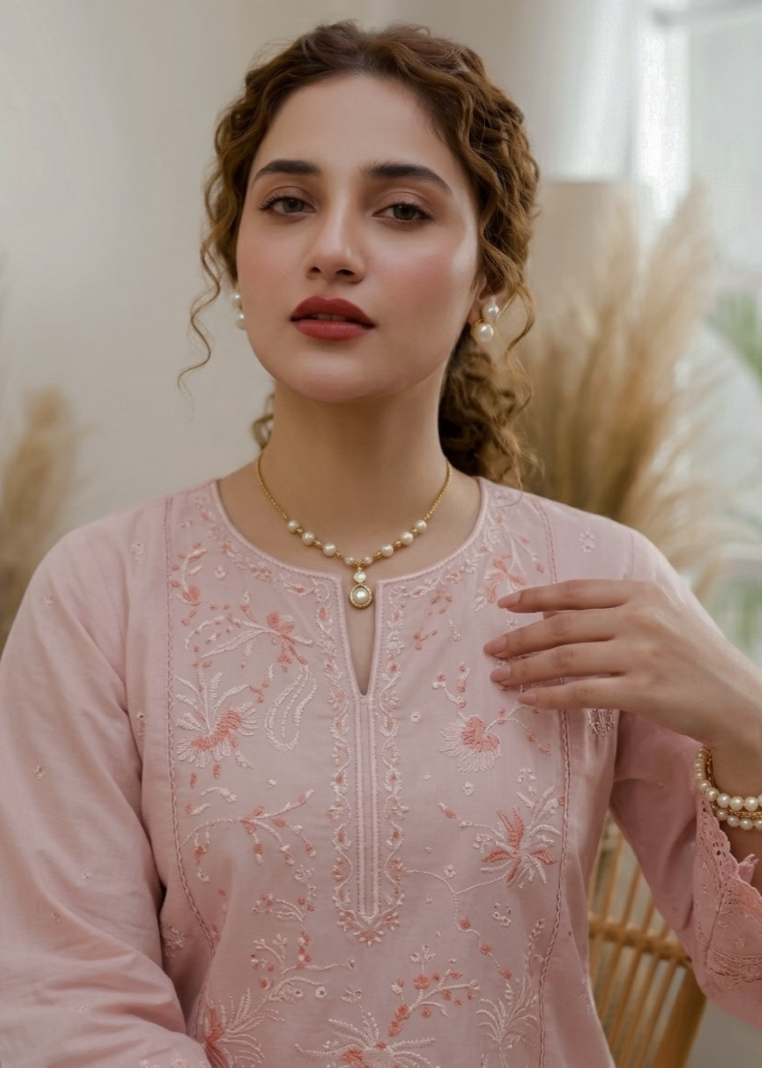 Cotton Farshi Shalwar Pink Embroidered Online in Dubai UAE Abudhabi Ajman Sharjah