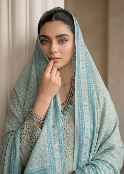 Cotton Flared Pishwas Pastel Green Embroidered Suit Online in UK USA Canada