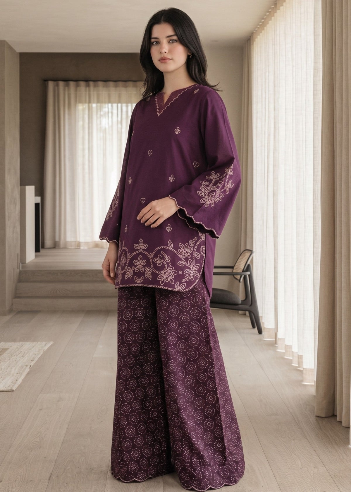 Embroidered Lawn Cotton Daily Wear Kurta Set Online in Dubai DXB UAE Abudhabi Meena Bazaar