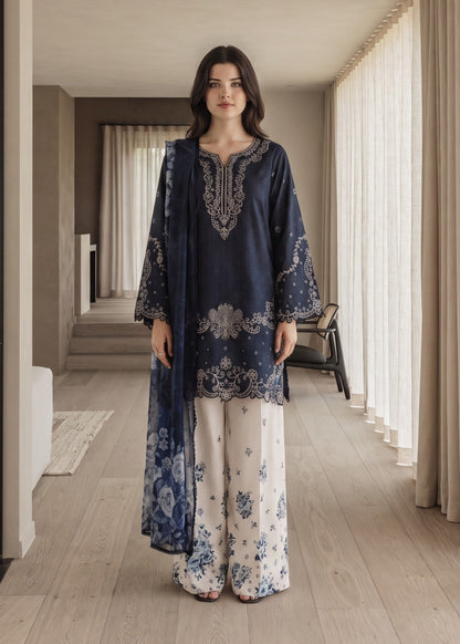 Embroidered Navy Blue Lawn Cotton 2 Piece Kurta Set Online in Dubai DXB UAE Abudhabi Meena Bazaar