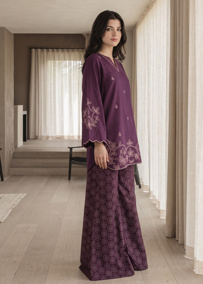 Plum Purple Short Kurta with Plazzo Pakistani Clothes Online in Sri Lanka India Australia