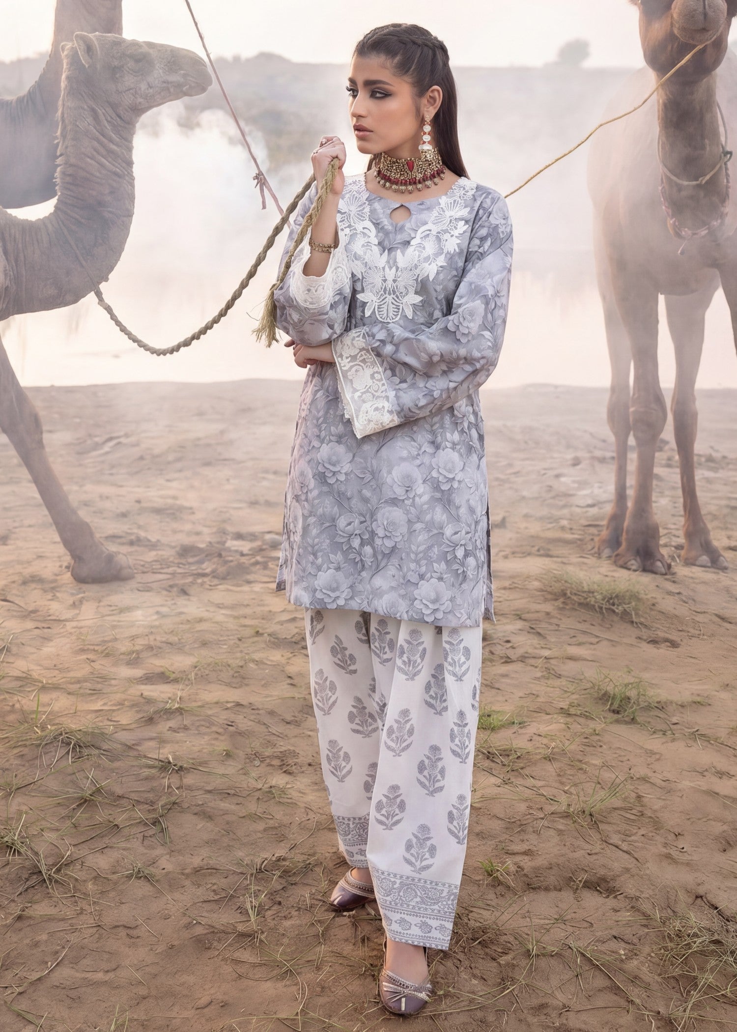 Cotton Jacquard Embroidered Salwar Suit Online in KSA Riyadh Saudi Arabia Oman Bahrain Qatar