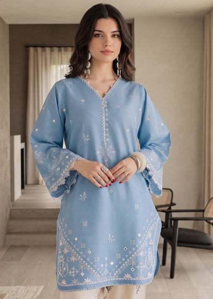 Cotton Lawn Embroidered Sky Blue Ladies Suit Online in Dubai UAE Abudhabi Ajman Sharjah