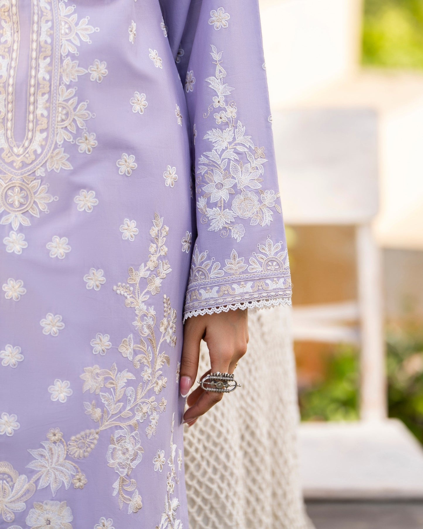 Cotton Lilac Embroidered Designer Suit Online in Dubai DXB UAE Abudhabi Meena Bazaar