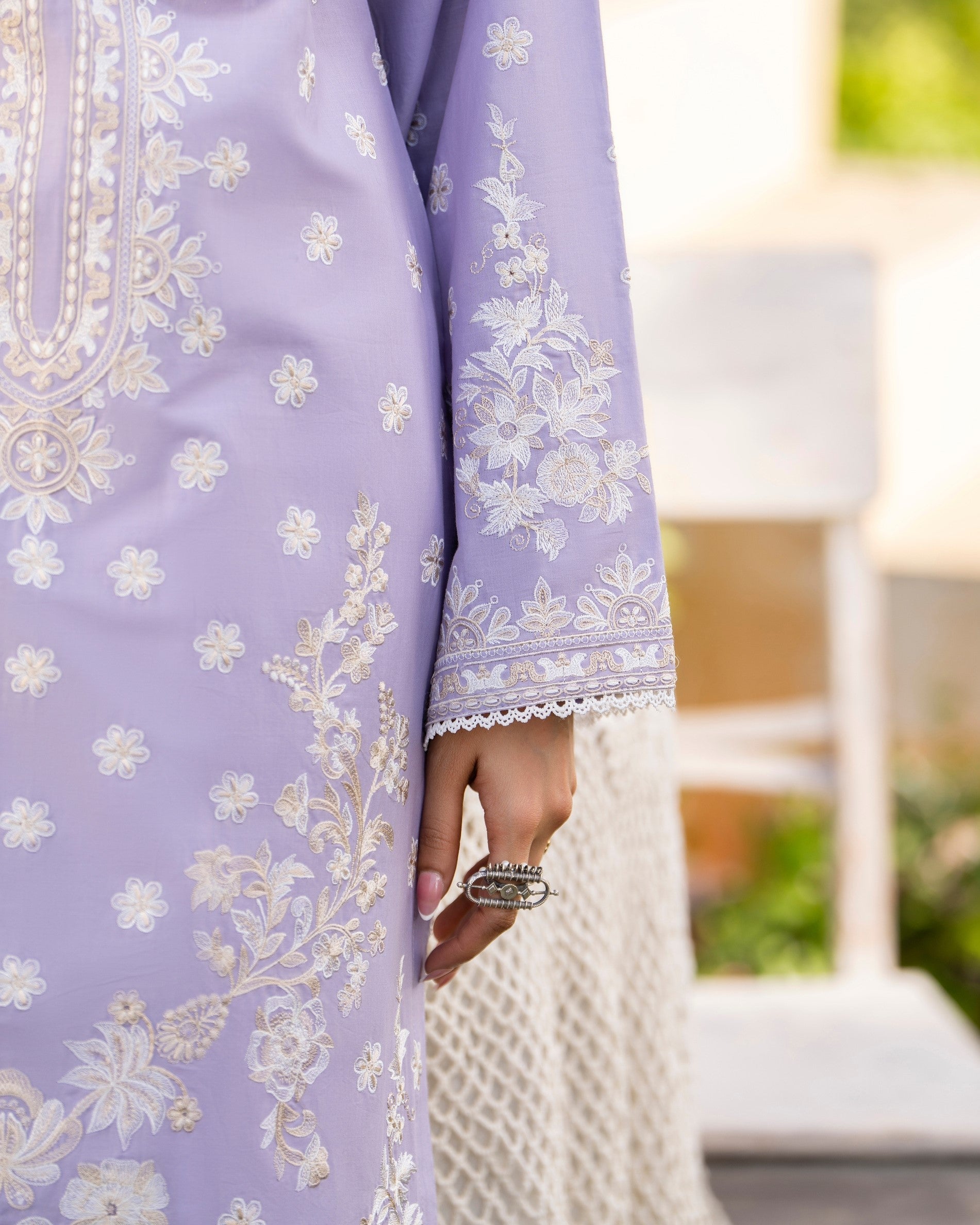 Cotton Lilac Embroidered Designer Suit Online in Dubai DXB UAE Abudhabi Meena Bazaar
