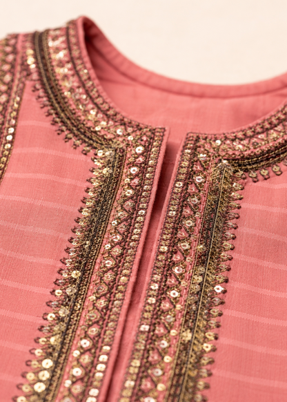 Cotton Peach Embroidered Girls Suit Online in Sri Lanka India Australia