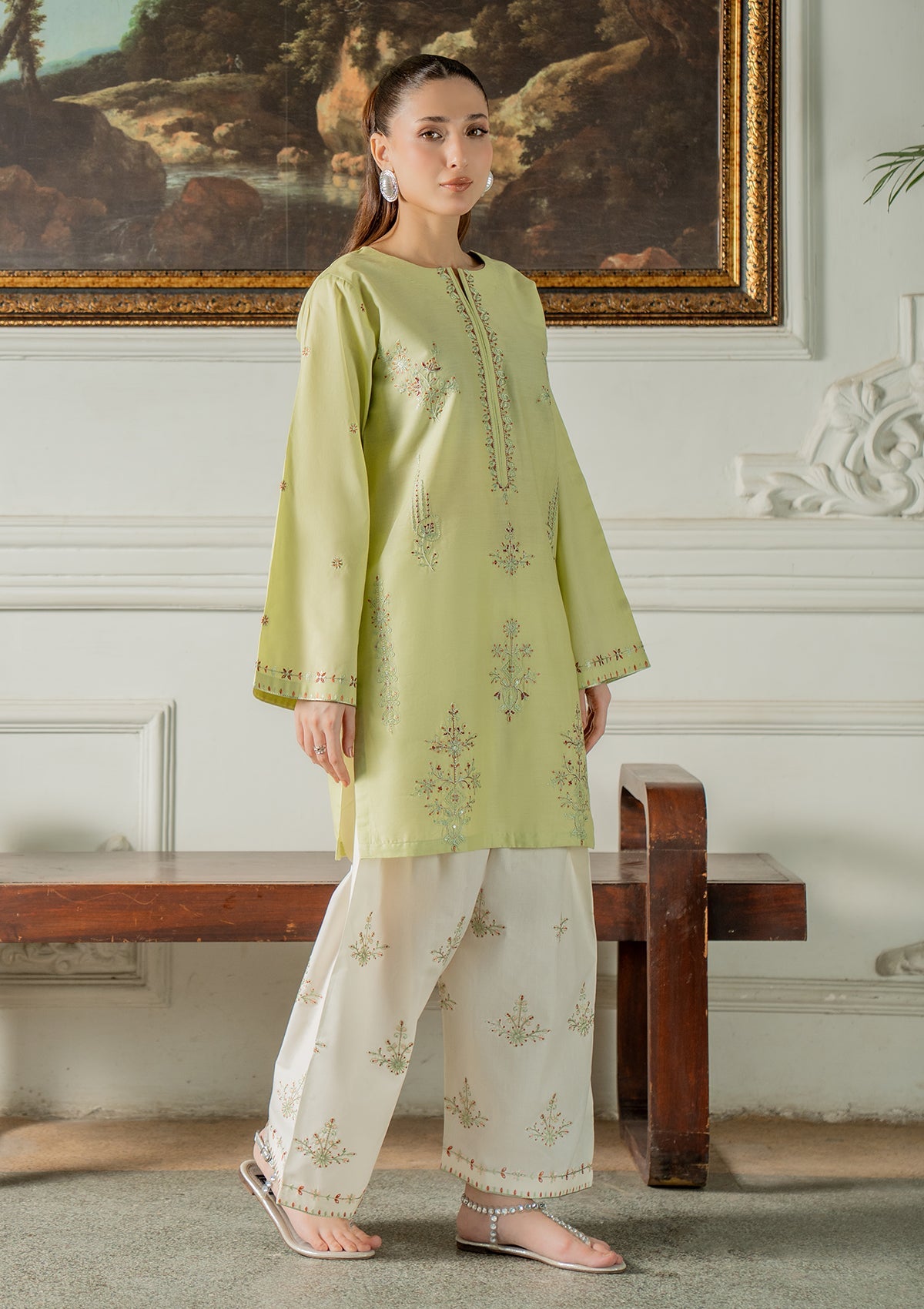 Cotton Shalwar Kameez Pistachio Green Online in Dubai UAE Abudhabi Ajman Sharjah
