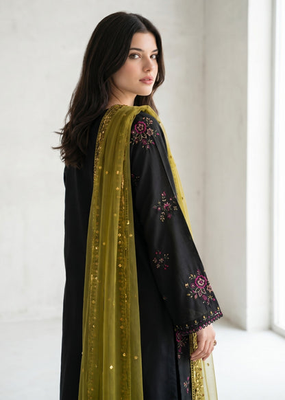Cotton Straight Kurta Embroidered Black Salwar Suit Online in Dubai UAE Abudhabi Ajman Sharjah