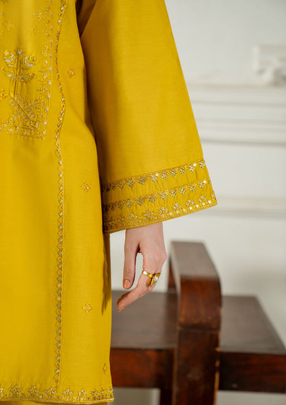 Cotton Yellow Embroidered Kurta Set Online in Dubai UAE Abudhabi Ajman Sharjah