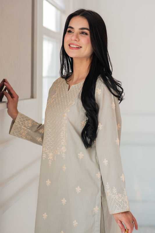 Embroidered Lawn Kurta with Trousers