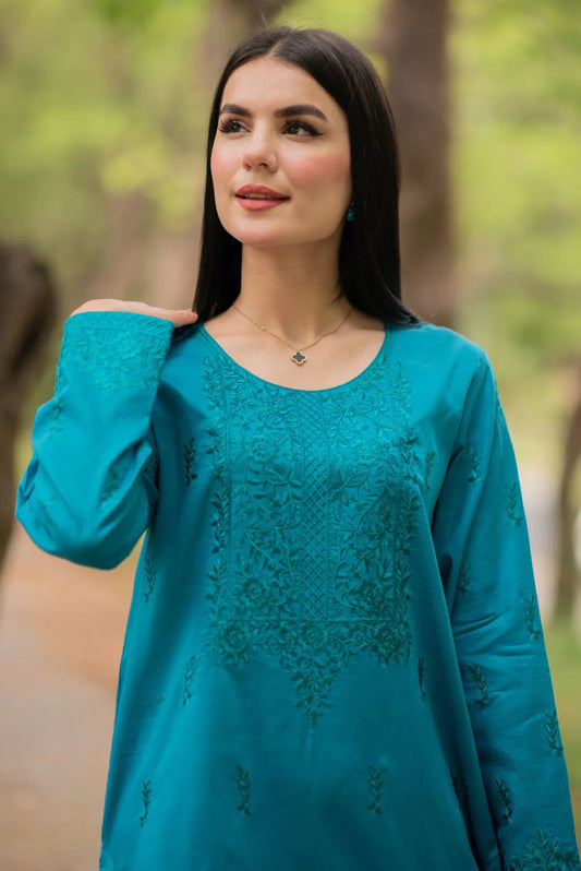Embroidered Kurta with Straight Pants